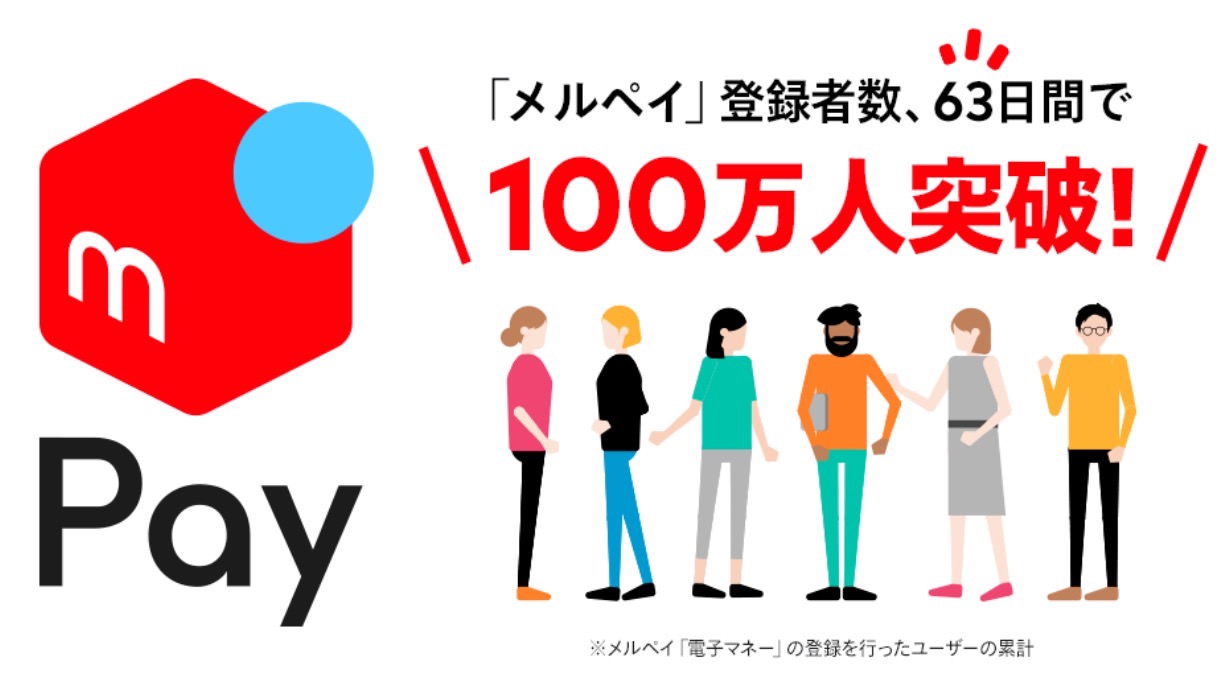 「メルペイ」 サービス開始から63日間で登録者数が100万人突破