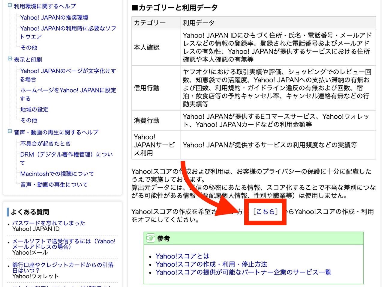 「ヤフースコア」の作成をオフにする方法 1