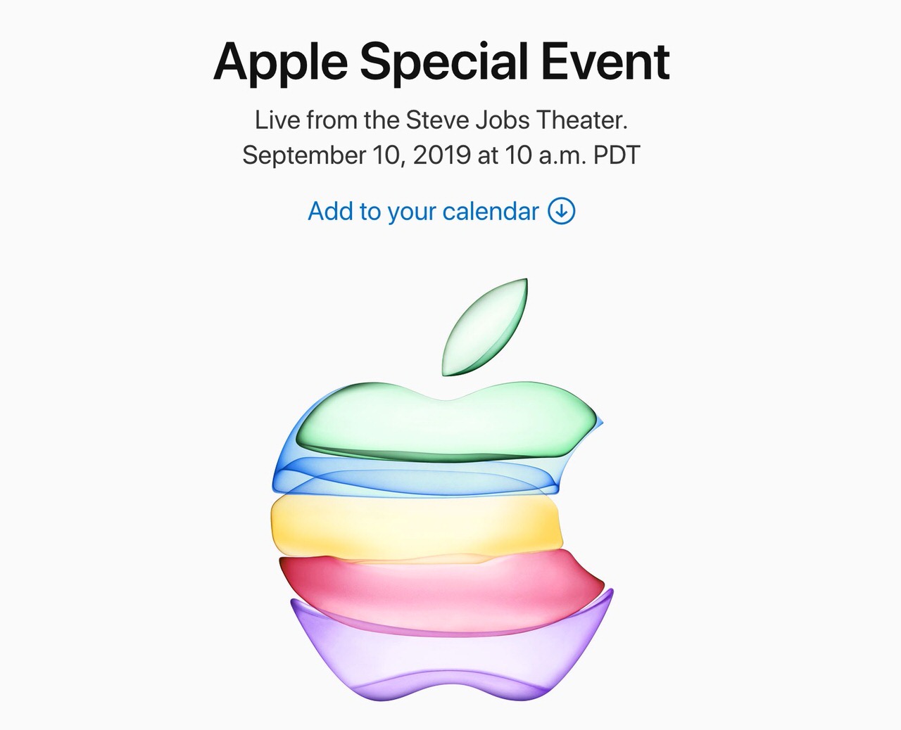 Apple、2019年9月10日に「Apple Special Event」開催を発表