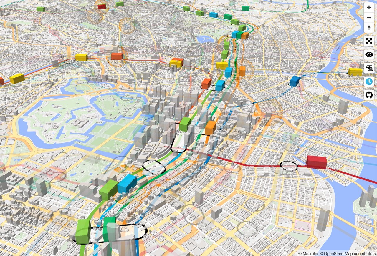 東京の鉄道や飛行機の運行状況をリアルタイムに3D表示する「Mini Tokyo 3D」