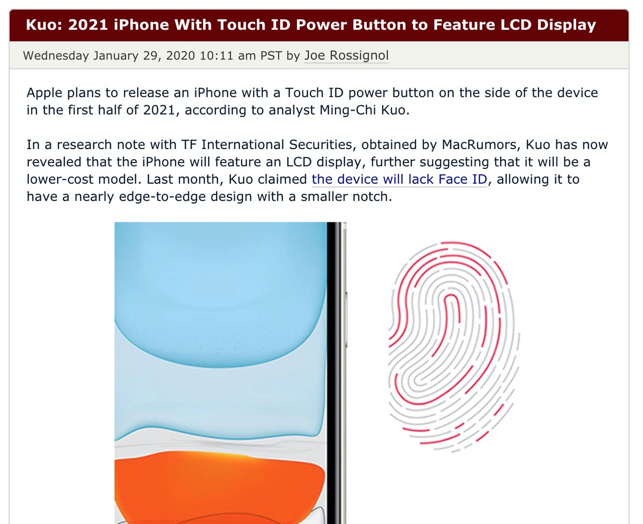 Apple、2021年に電源ボタンにTouch ID内蔵の低価格iPhoneをリリースか？