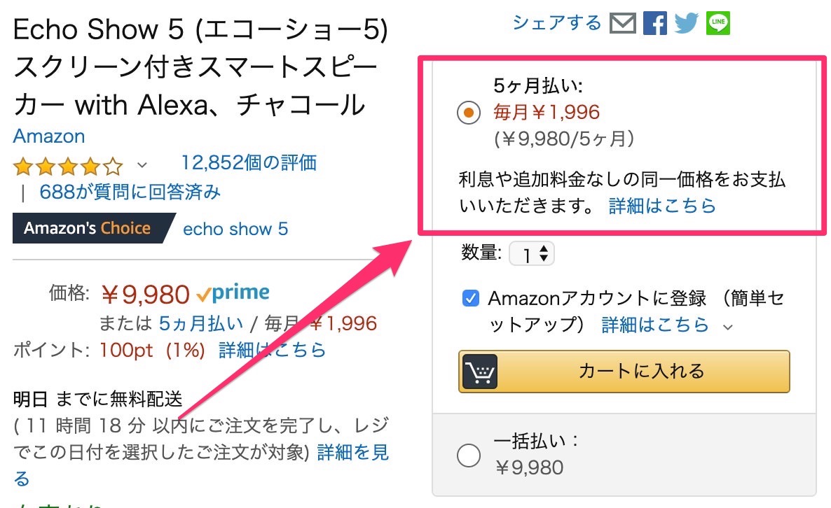 いつの間にかAmazonの分割払い「Amazon月払い」が始まっていた