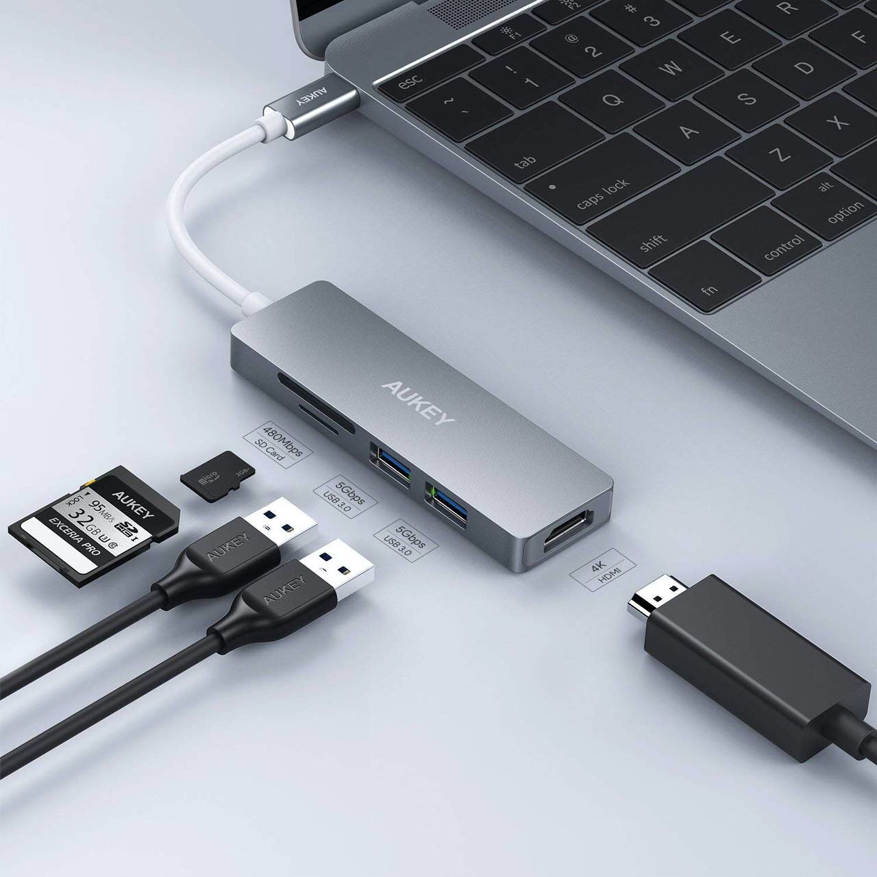 5-in-1 USB-Cハブ「AUKEY CB-C72」Amazonで半額セール2,490円に