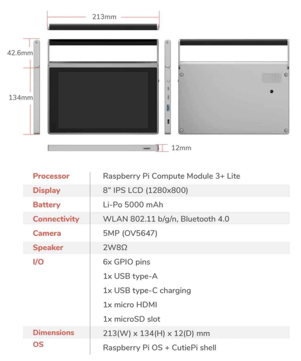 Raspberry Piベースの取っ手付きハンドヘルドなタブレット端末「CutiePi」