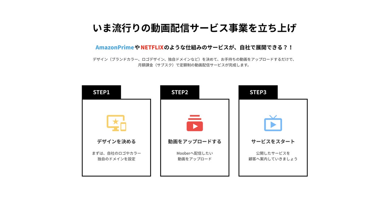 動画をアップロードするだけでアマプラやネトフリのような動画サブスクサービスが立ち上げられる「MOOBER」