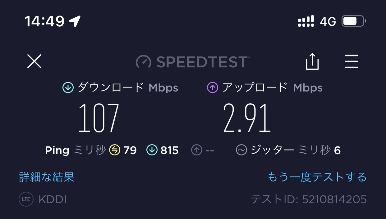 スピードテスト IIJmio povo2.0 27011