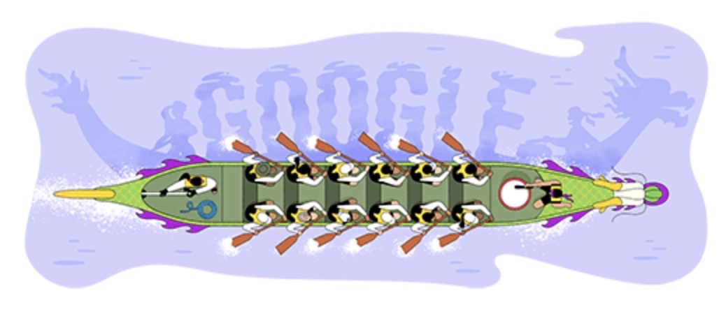 Google logo dragon boat.