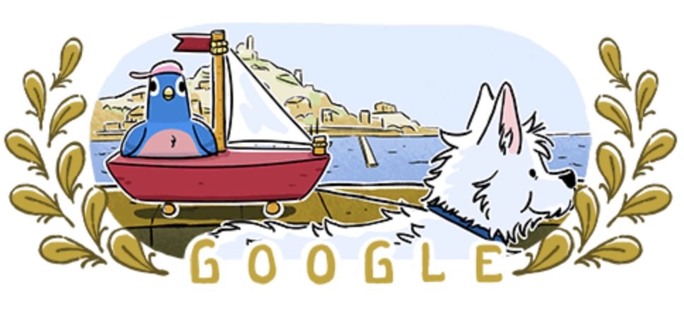 Google logo sailing olympic.