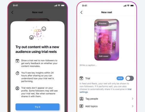 Instagram、フォロワー以外のユーザーでコンテンツをテストする「トライアルリール」をリリース