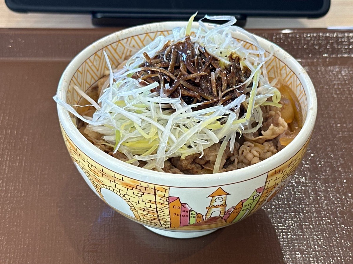 すき家 黒だれ白髪ねぎ牛丼 004.