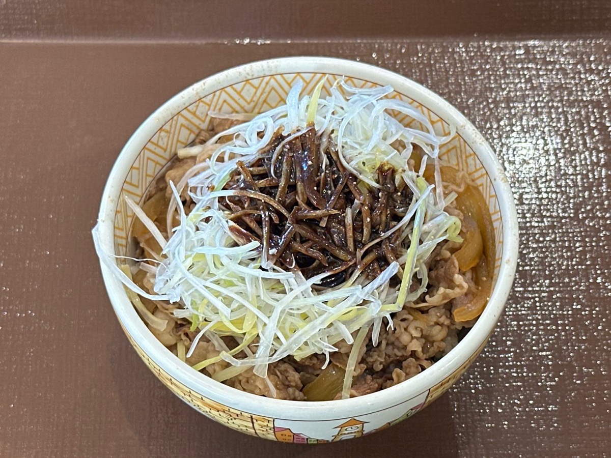 すき家 黒だれ白髪ねぎ牛丼 008.