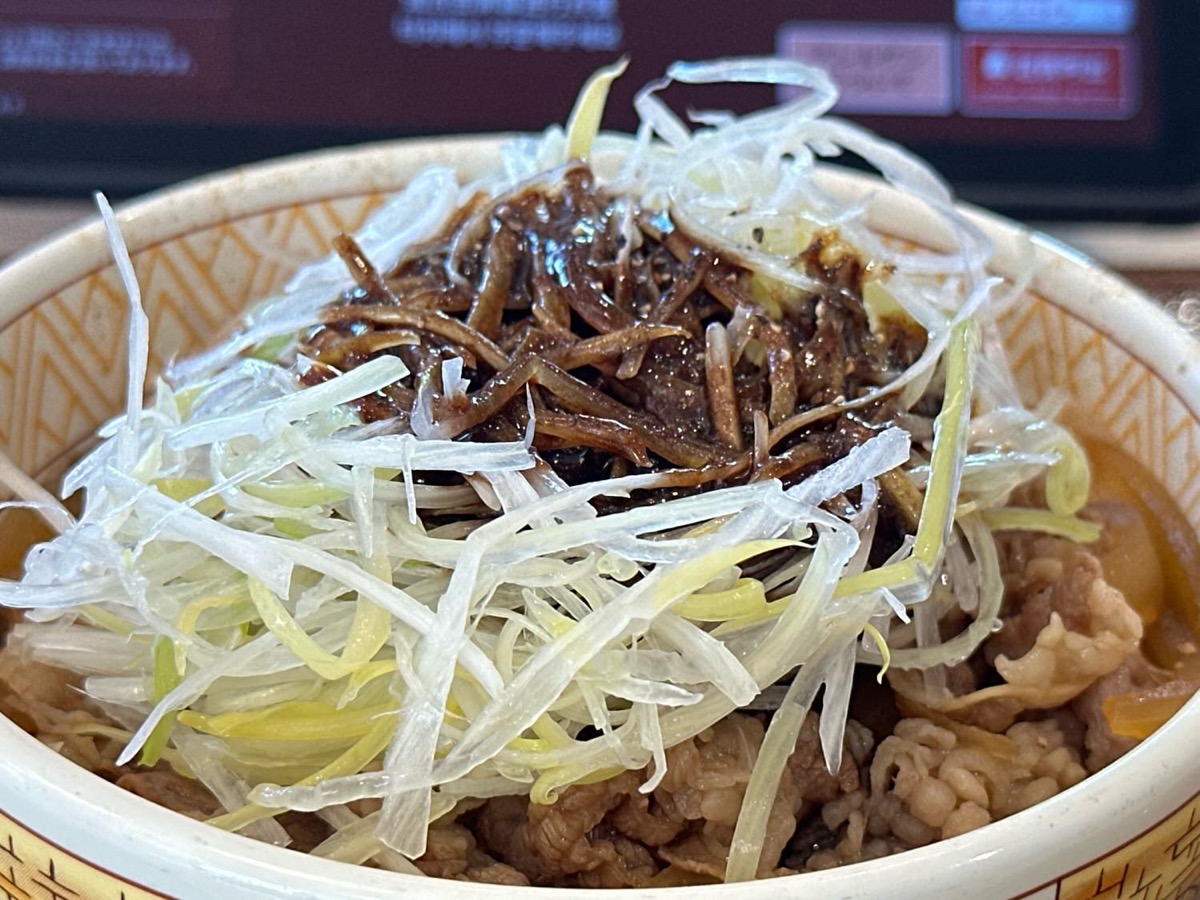 すき家 黒だれ白髪ねぎ牛丼 010.