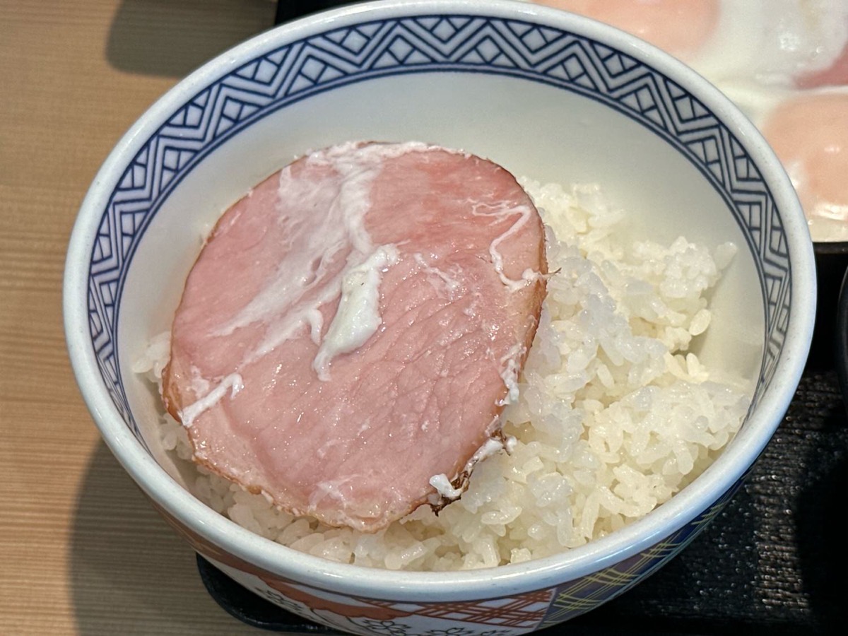 吉野家 Wハムエッグ牛小鉢定食 019.