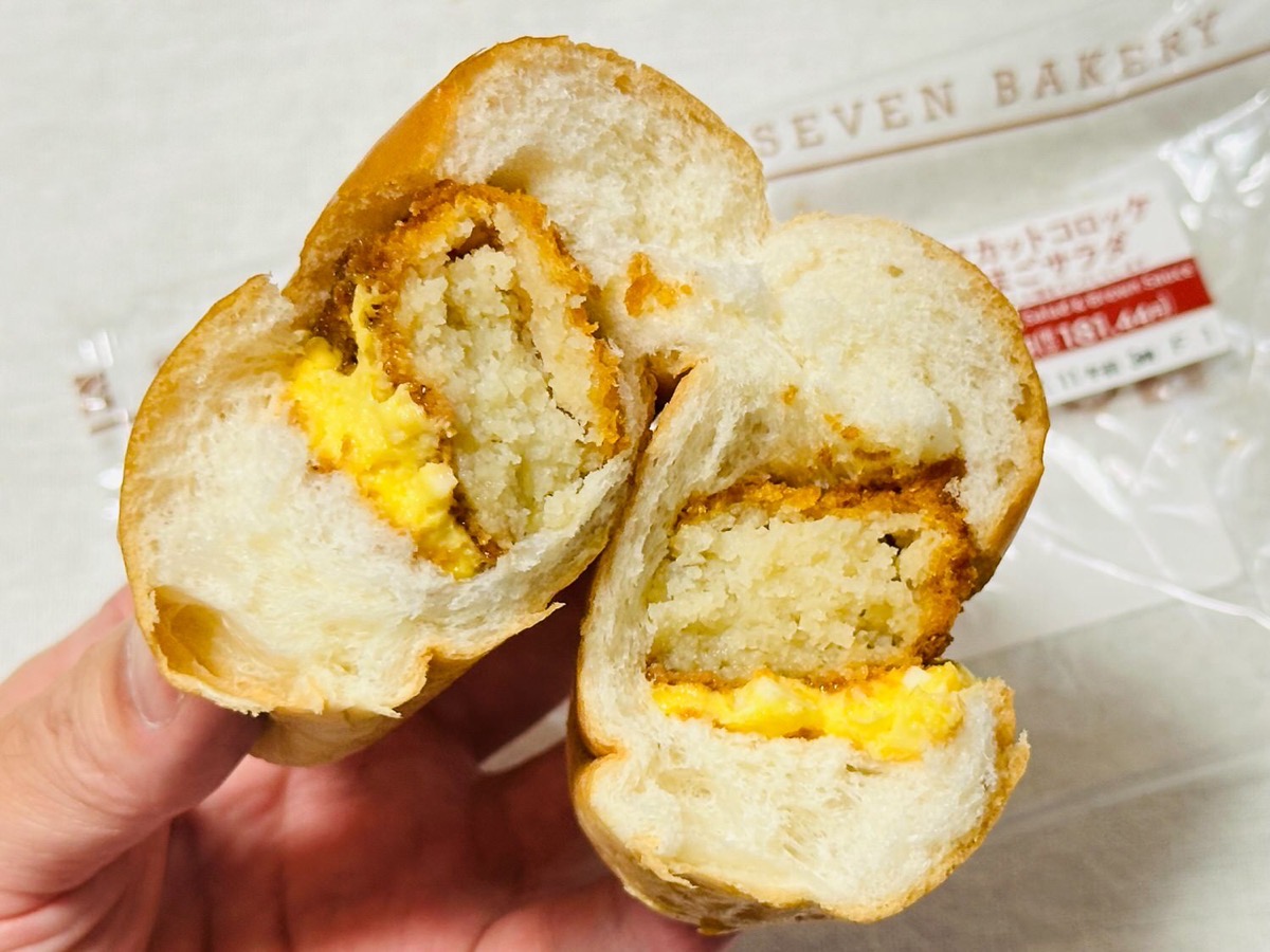 lawson-crocket-egg-021.jpg セブンイレブン ハーフカットコロッケ&たまごサラダ 021.