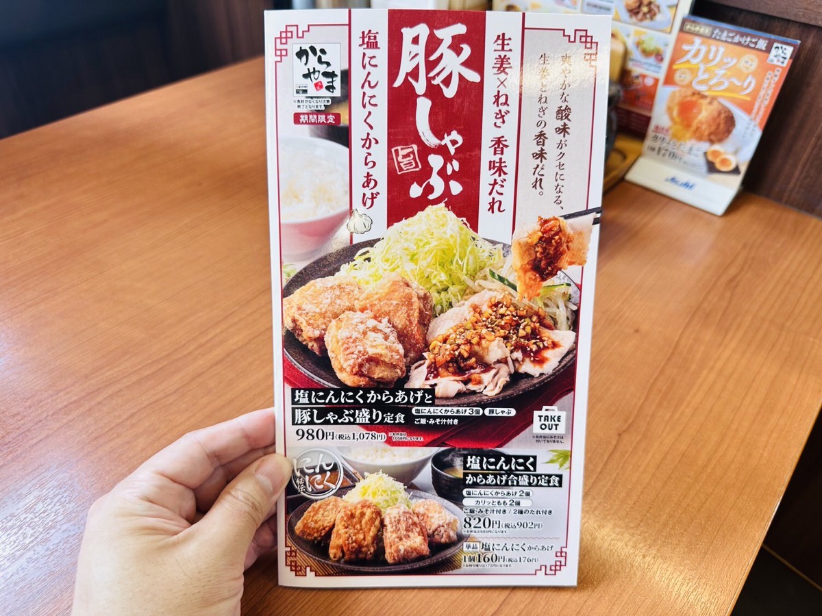 からやま 塩にんにくからあげと豚しゃぶ盛り定食 002.