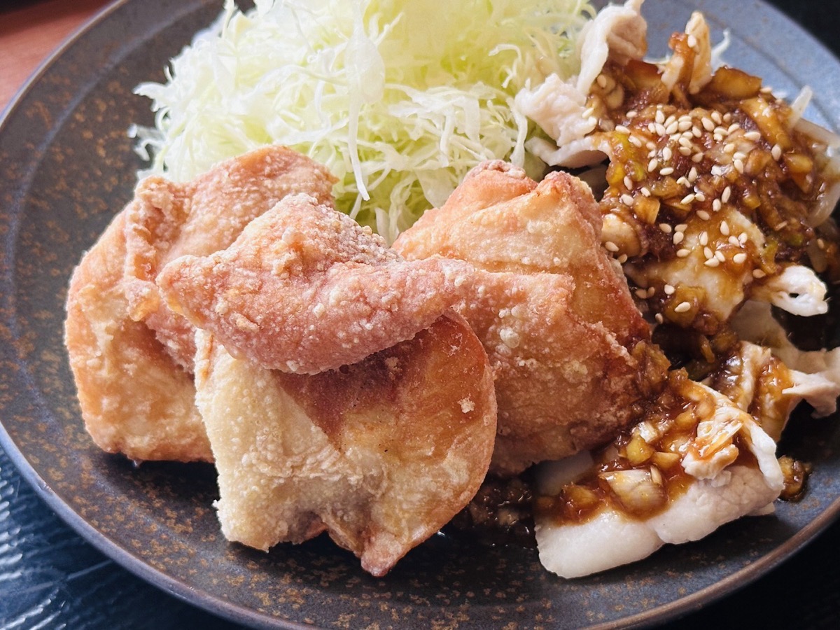 からやま 塩にんにくからあげと豚しゃぶ盛り定食 008.