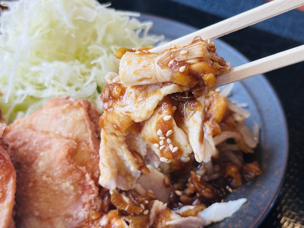からやま 塩にんにくからあげと豚しゃぶ盛り定食 011.